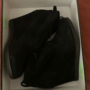 Suede platform laced booties